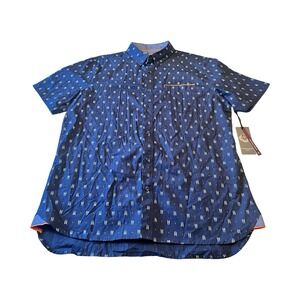 Stitches & Rivets Mens XL Navy Blue Arrow Print Peached‎ Poplin Shirt NWT